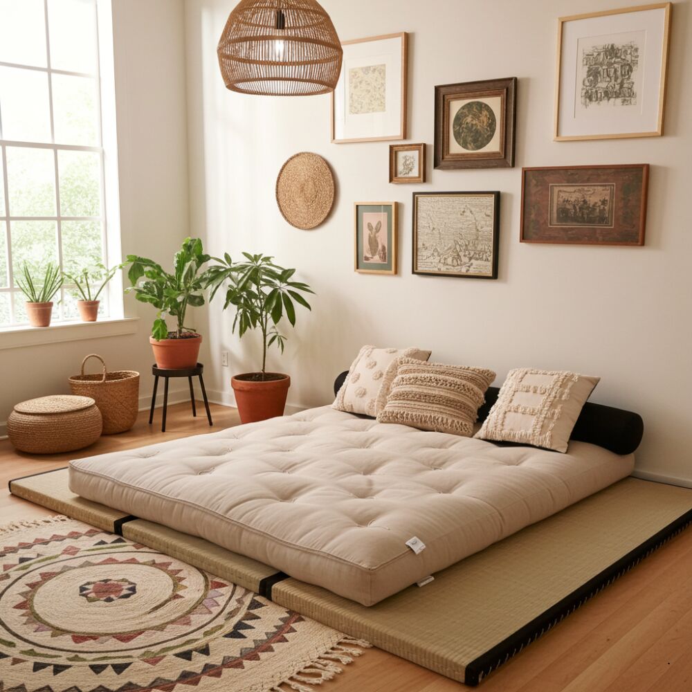 Kit Tatami + Futon Cotone e Lino