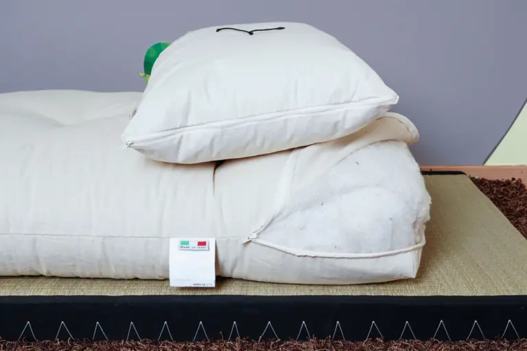 Dettaglio materiali del Kit Tatami + Futon con cotone