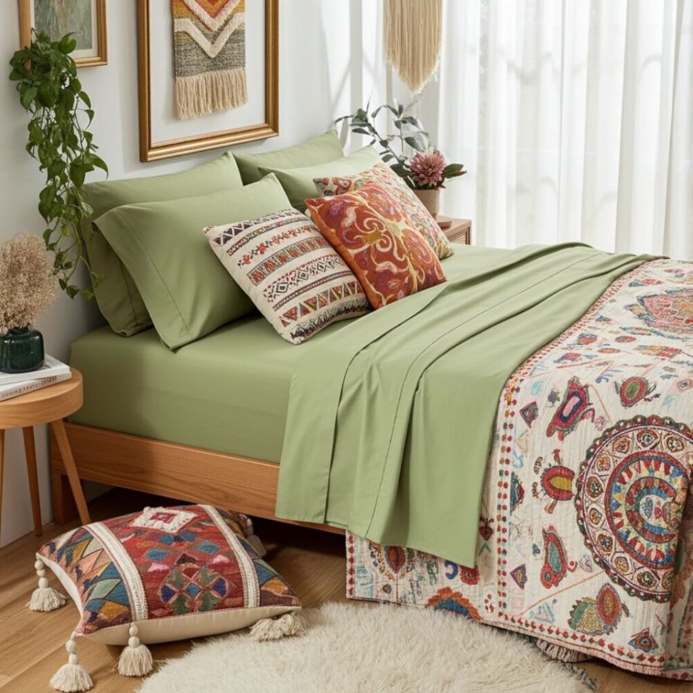 Completo lenzuola 1 piazza e mezza cotone Bio