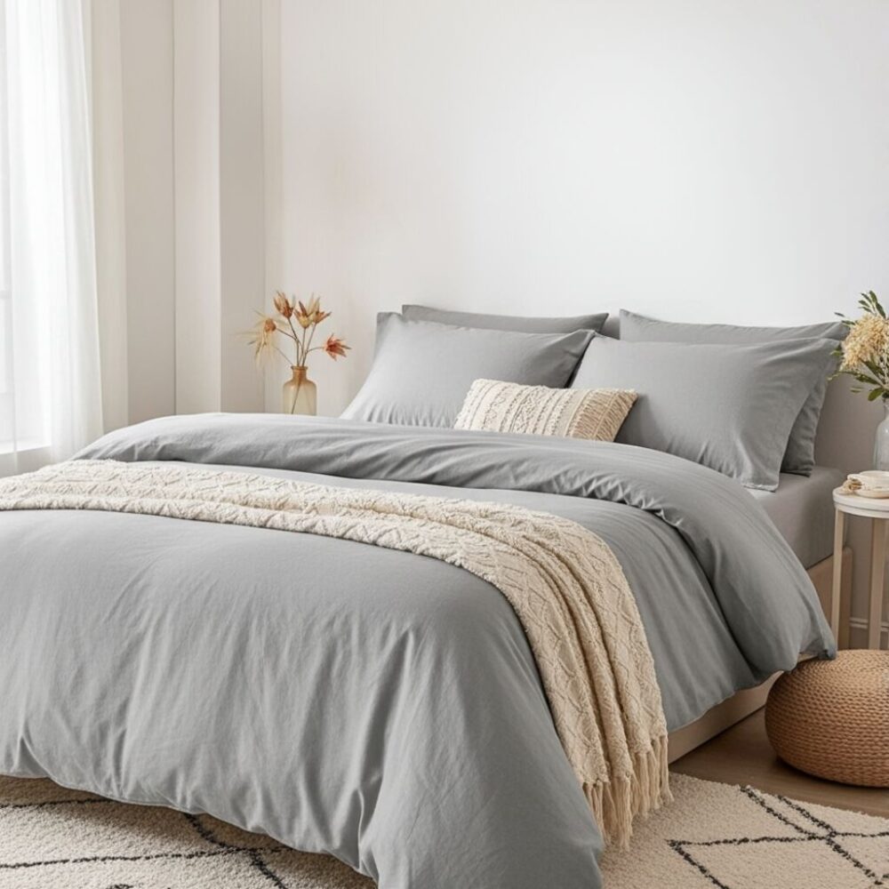 Completo copripiumino 2 piazze matrimoniale cotone Bio