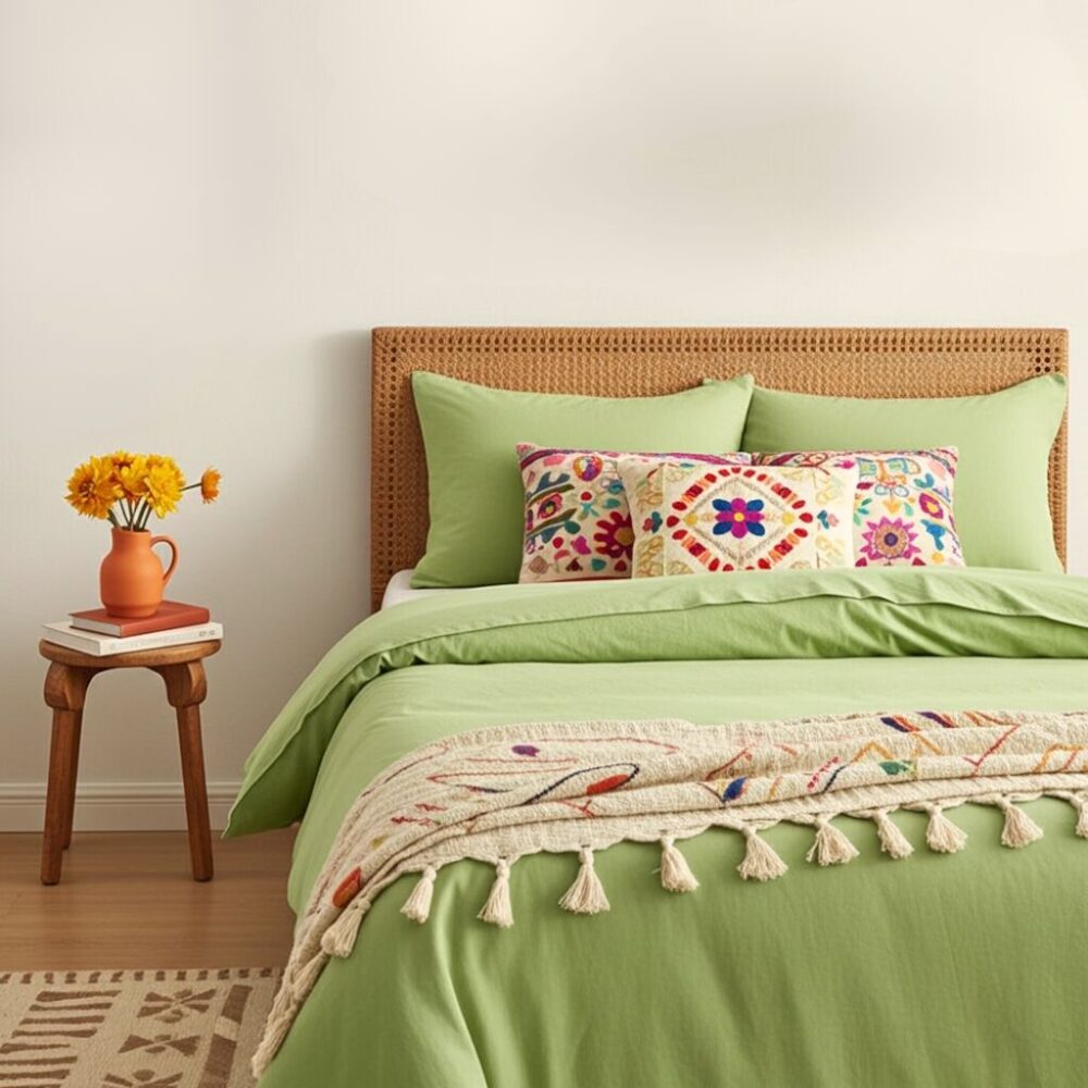 Completo copripiumino 1 piazza e mezza cotone Bio